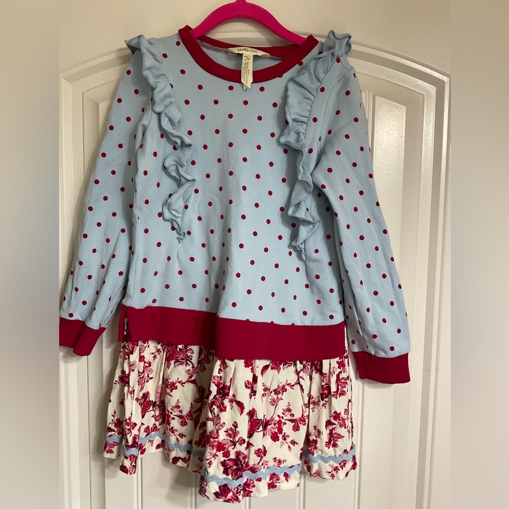 Matilda Jane Red and Blue Polka Dot Dress size 6